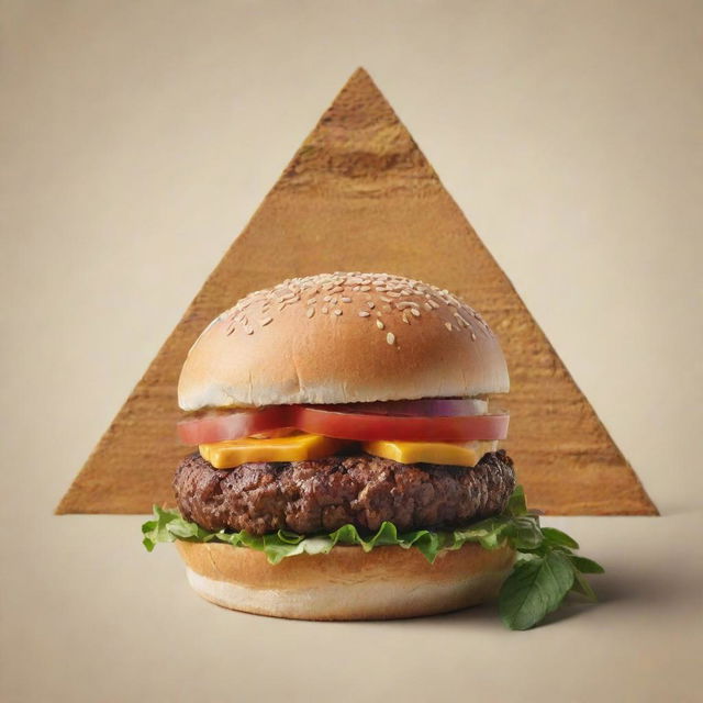 An Egyptian inspired burger brand loaded with traditional spices and ingredients. Picture a logo with an iconic pyramid and the Sphinx, paired with a juicy, appetizing burger.