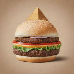 An Egyptian inspired burger brand loaded with traditional spices and ingredients. Picture a logo with an iconic pyramid and the Sphinx, paired with a juicy, appetizing burger.