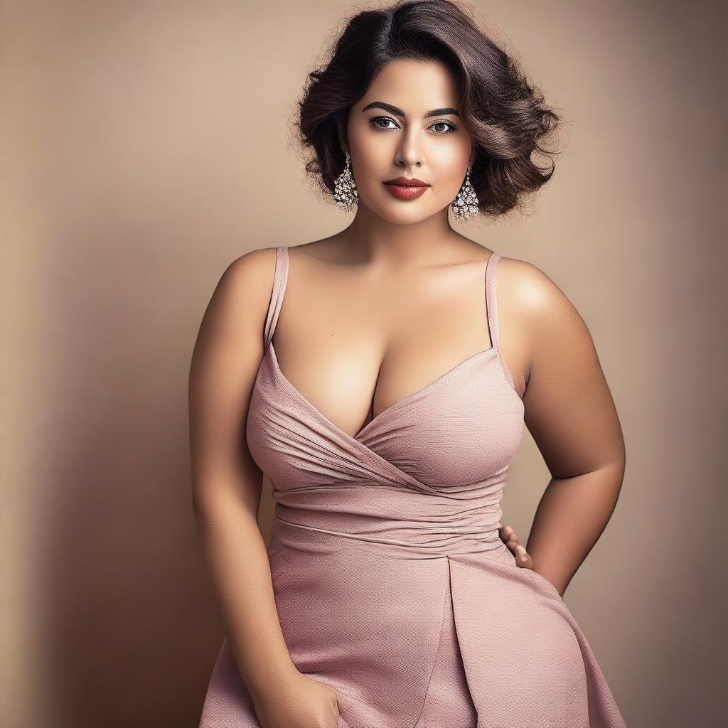 A high-quality photograph of a young actress, dressed in a modern and stylish outfit