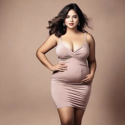 A high-quality photograph of a young actress, dressed in a modern and stylish outfit