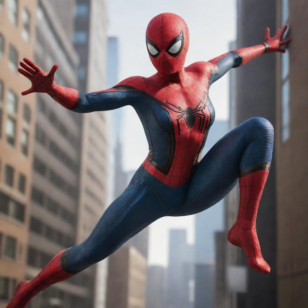 A female version of Spider-Man, equipped with the classic suit, maintaining the same flexibility, strength, and web-slinging abilities.