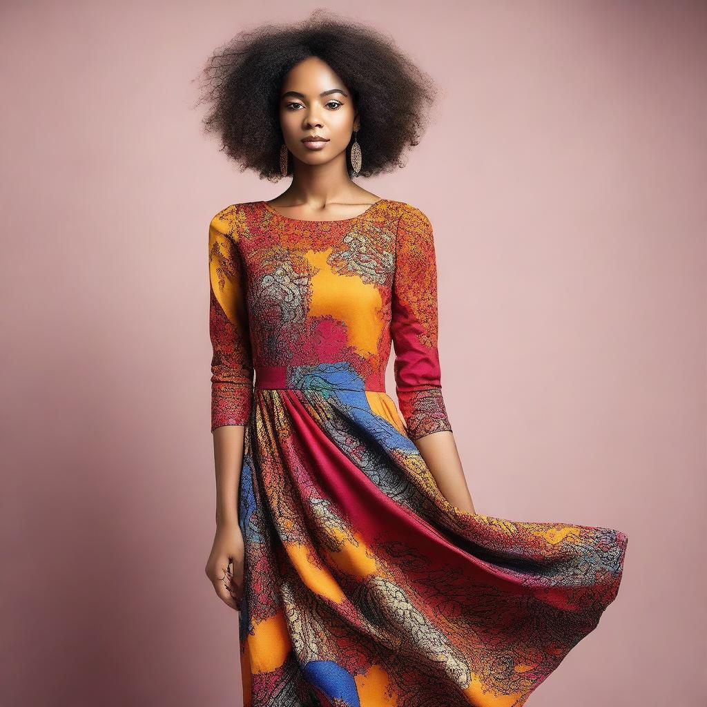 This is a high-resolution photograph of a young woman dressed in a trendy, modern outfit