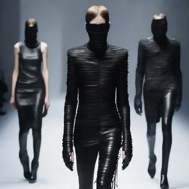The avant-garde fashion designer incorporated flayed leather pieces into his latest collection, creating a macabre yet visually striking aesthetic.