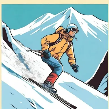 The comic strip depicted a skier gracefully going down the steep declination of the mountain.