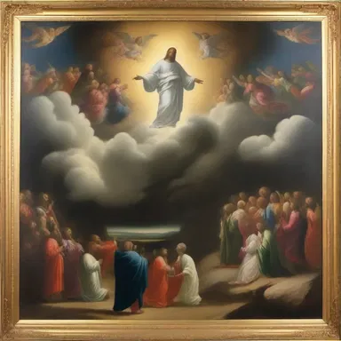 The religious painting showcased a dramatic declination in the path leading to heaven.