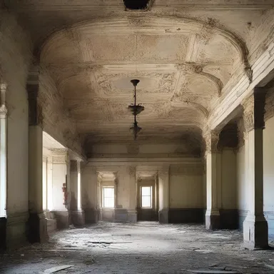 The old building's declination from its original grandeur was evident in its deteriorated state.