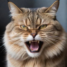 A close-up image of an angry cat, captured with the attention to detail a professional photographer would use