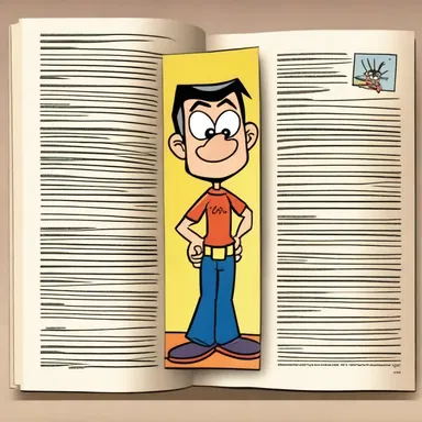 The bookmark he used in his comic book had a funny cartoon character printed on it.