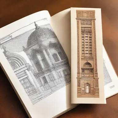 The bookmark adorned with an intricate building design perfectly complemented her coffee table book on architecture.