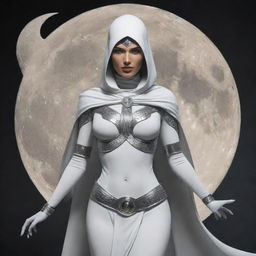 A female interpretation of Khonshu, the Moon Knight's god, maintaining Khonshu's iconic elements while adding femininity to the character.