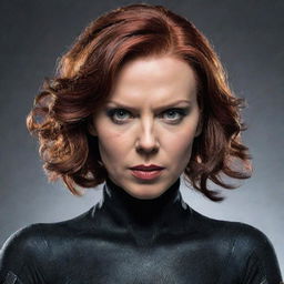 Black Widow, the well-known Marvel superhero, with white paste on her face, creating an intriguing contrast with her usual appearance.