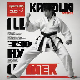 A poster featuring the text 'Taekwondo 3 Steps Self-Defense Number 1' with high contrast, bold typography, and dynamic martial arts imagery.