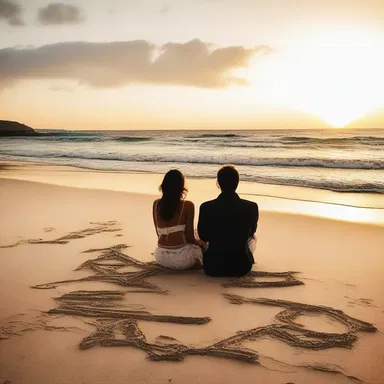 During their romantic getaway, they watched the sunset while tracing the Greek letter kappa in the sand.