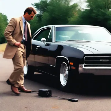 In the action movie, the detective cleverly uses his charger to power up the hidden tracking device in his car.