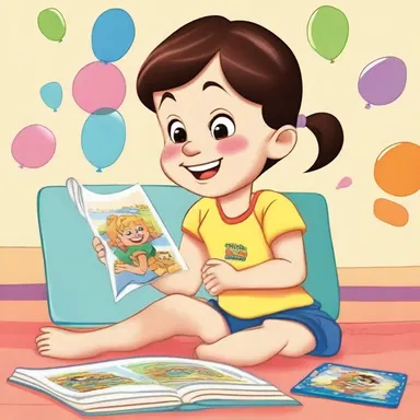 Even though she was unlettered, the child enjoyed watching colorful cartoons and laughing at their funny antics.
