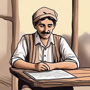 The unlettered peasant in the story learned to read and write with the help of a kind-hearted teacher.