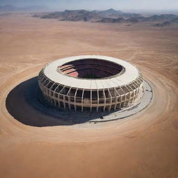 Spectacular football stadium, recognized as the best in the world, mysteriously located in the midst of a vast, desolate desert