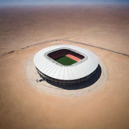 Spectacular football stadium, recognized as the best in the world, mysteriously located in the midst of a vast, desolate desert
