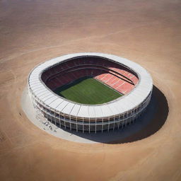 Spectacular football stadium, recognized as the best in the world, mysteriously located in the midst of a vast, desolate desert