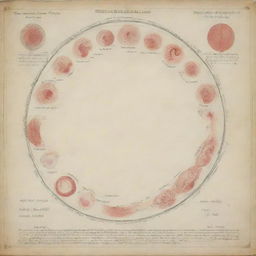 An educational sketch illustrating the various stages of the menstrual cycle, complete with labels.