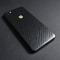 A broken mobile back transformed into a sleek black carbon fiber skin, reflecting resilience and upgrade