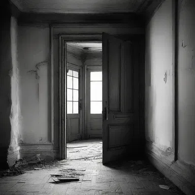 As the door creaked open slowly, a brisk wind swept through the empty room, creating an eerie atmosphere.