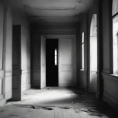 As the door creaked open slowly, a brisk wind swept through the empty room, creating an eerie atmosphere.