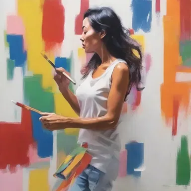 The artist's brushstrokes were brisk, creating a lively and energetic painting.
