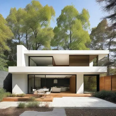 The modernist house featured clean lines and a brisk design, exuding a quick and energetic vibe.