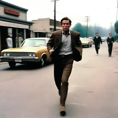 The suspense builds as the music begins to brisk and the camera follows the protagonist in a nail-biting chase scene.