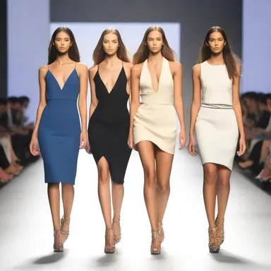 The runway models brisk down the catwalk, showcasing the latest trendy designs for the season.