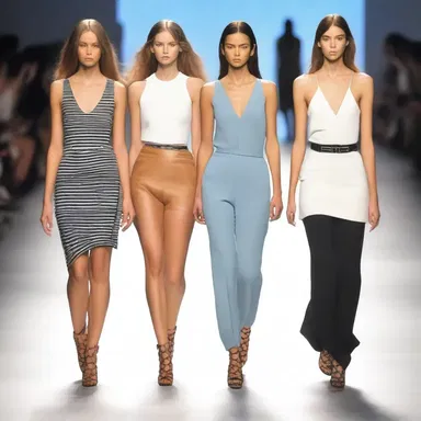 The runway models brisk down the catwalk, showcasing the latest trendy designs for the season.