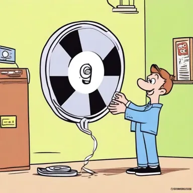 In the cartoon, the character used a reel to wind up the tape after a comical mishap.