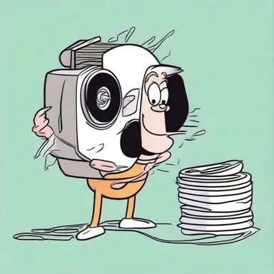 In the cartoon, the character used a reel to wind up the tape after a comical mishap.