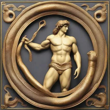 According to Greek mythology, the god Apollo used a magical golden reel to defeat the serpent Python.