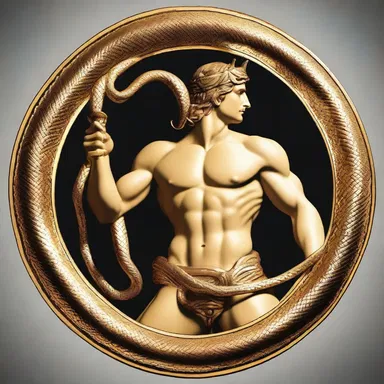 According to Greek mythology, the god Apollo used a magical golden reel to defeat the serpent Python.