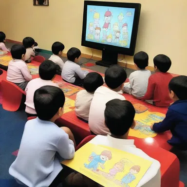 The children were delighted to watch the colorful cartoon reel, featuring their favorite animated characters.
