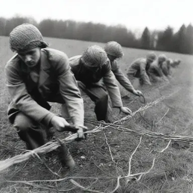 During World War II, soldiers used to reel in the barbed wire to create obstacles for the enemy forces.