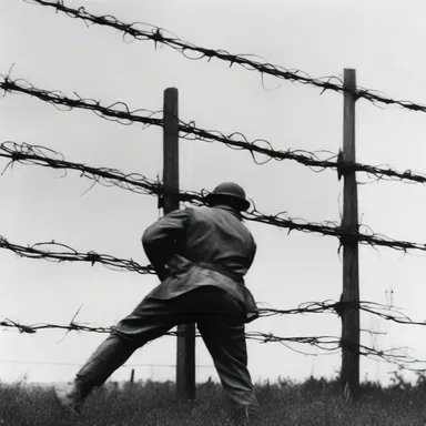 During World War II, soldiers used to reel in the barbed wire to create obstacles for the enemy forces.