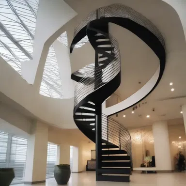 The spiral staircase in the modern building caused visitors to reel as they ascended.