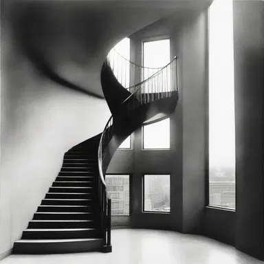 The spiral staircase in the modern building caused visitors to reel as they ascended.