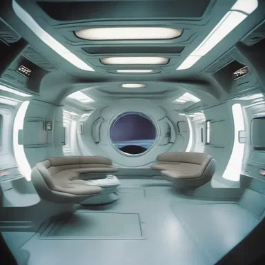 In the futuristic spaceship, the artificial gravity malfunctioned causing objects to reel in a chaotic manner.