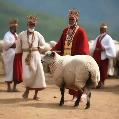 During the annual sheep sacrifice, the high priest selected a magnificent tup to be offered to the gods.