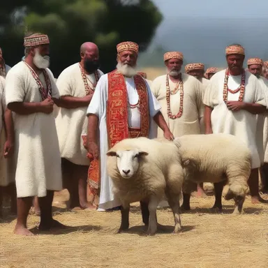 During the annual sheep sacrifice, the high priest selected a magnificent tup to be offered to the gods.