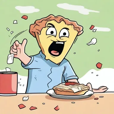 In the cartoon series, a character gets hit with a chunk of pie in the face.