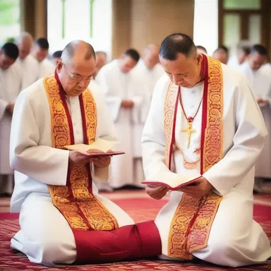 During the ceremony, the priest chunked together the prayers and scriptures in a specific order.