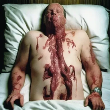 In the horror movie, the killer chunked the body parts side by side in a disturbing display.