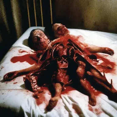 In the horror movie, the killer chunked the body parts side by side in a disturbing display.
