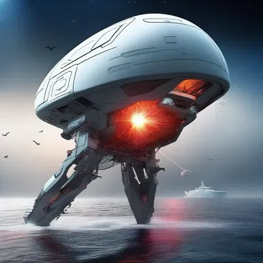 The futuristic spacecraft was equipped with a powerful laser weapon capable of vaporizing entire swarms of krill-like creatures.