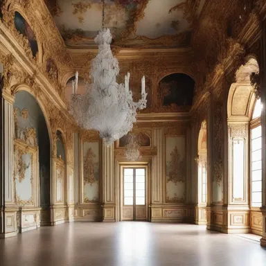 The rococo style of the palace's interior created a romantic atmosphere, with its ornate chandeliers and delicate floral motifs.